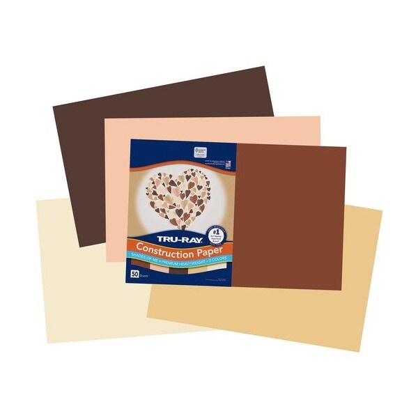 Pacon Construction Paper, 76 lb, 12inx18in, AST Skin Tones, 50PK PACP102950 - main